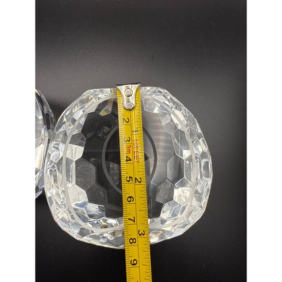 Set Of Two Large Clear Crystal Faceted Half Egg Paperweights - Picture 8 of 9